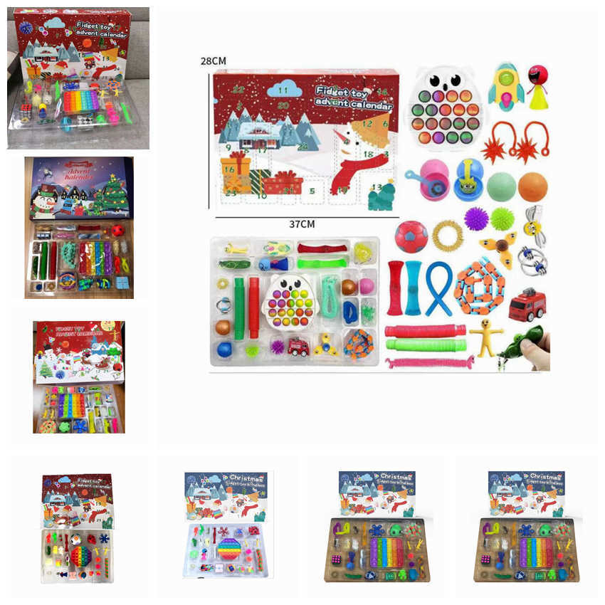 

24 Piece Christmas Party Set Decorated Fidget Toy Calendar Blind Box Kids Stress Relief Push Bubble Interactive Games