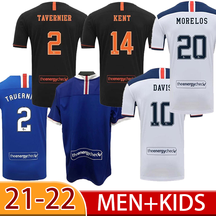 

2022 Glasgow home third away CHAMPIONS 55 Soccer Jerseys DEFOE HAGI MORELOS TAVERNIER 20/21 Rangers Football Shirts Men + kids kit, Black