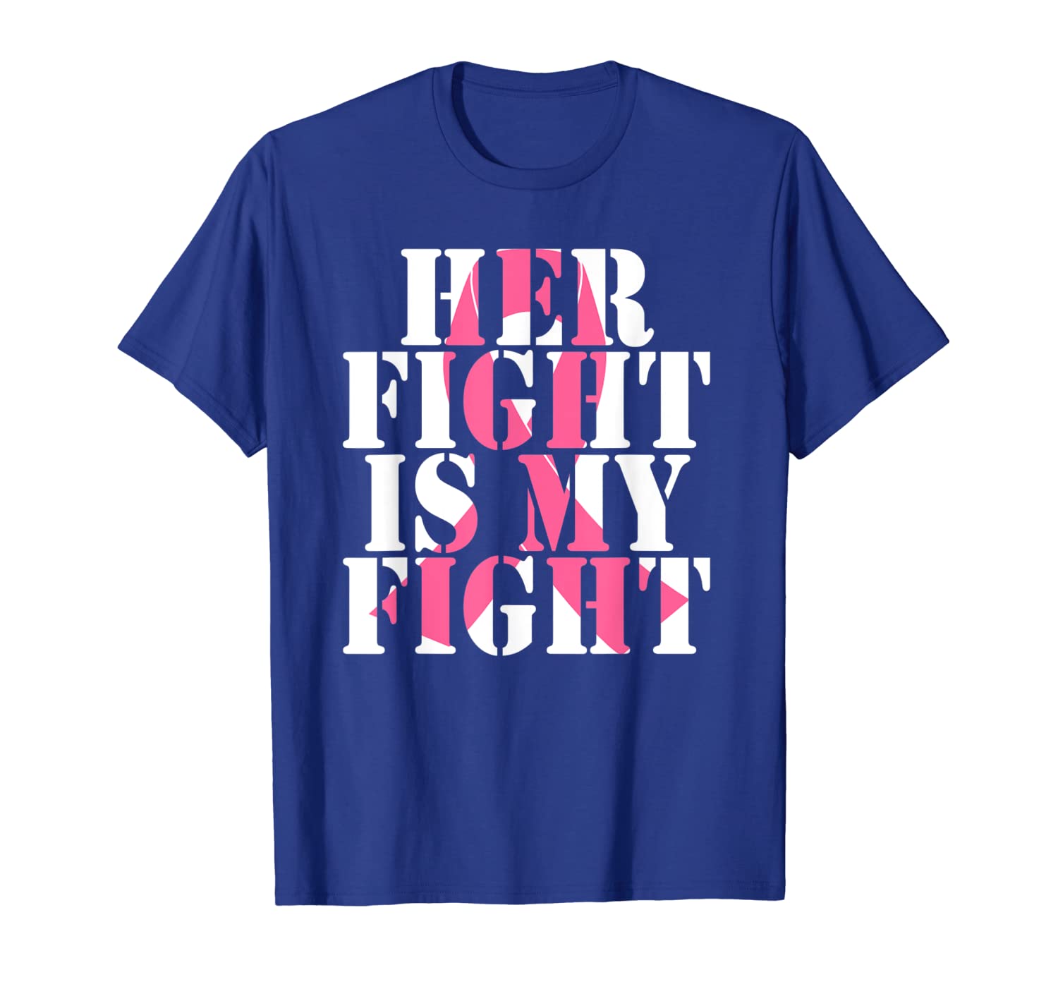 

her fight is my fight breast cancer awareness ribbon t-shirt, White;black