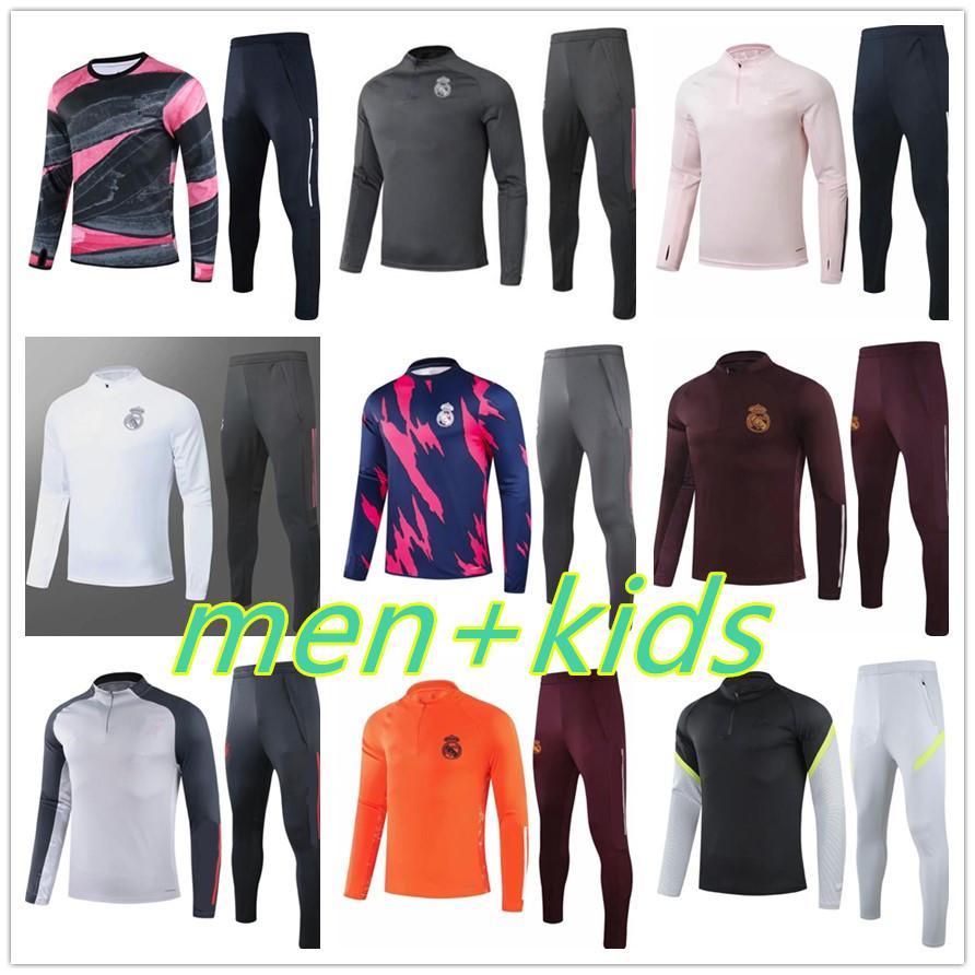 

menMens and kids football tracksuit 20 21 Real Madrid men soccer training jogging S-3XL 2021 survetement foot chandal futbol, Black
