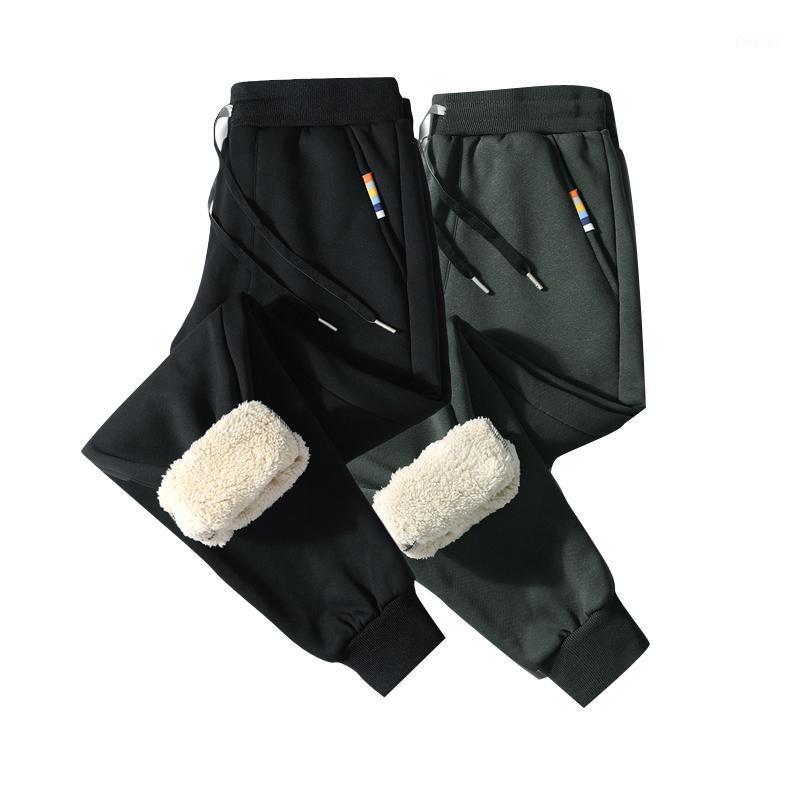

Men's Pants Men Fleece Warm Cargo Solid Pockets Loose Plush Thermal Drawstring Trousers Autumn Winter Sports Outwear Drop Ship, Black