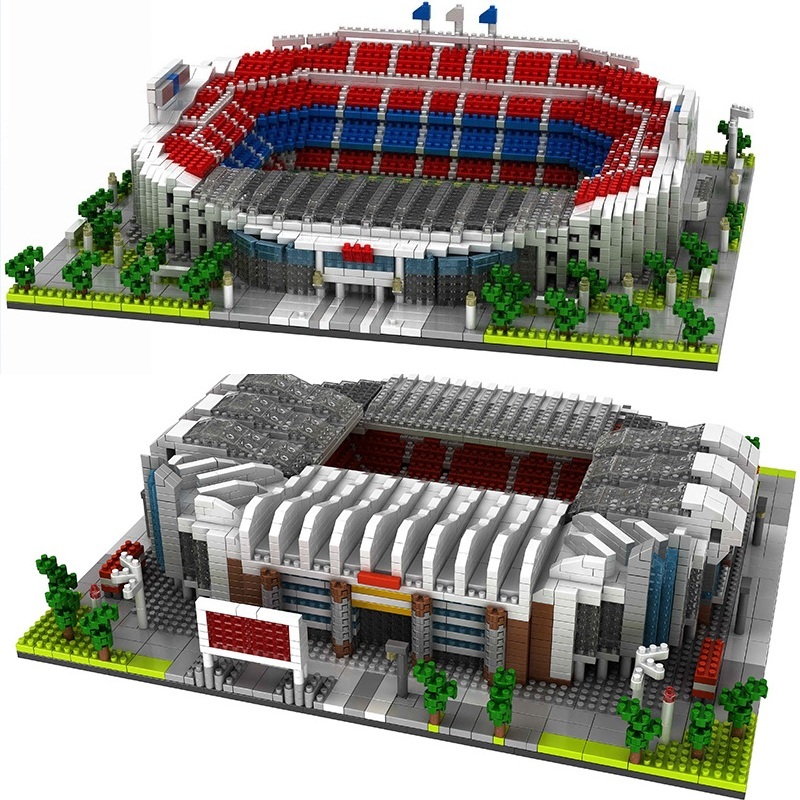 

Stadium Building Blocks Old Trafford Football Field Toy Nou Camp Architecture Block Educational Bricks Gifts for Children X0522