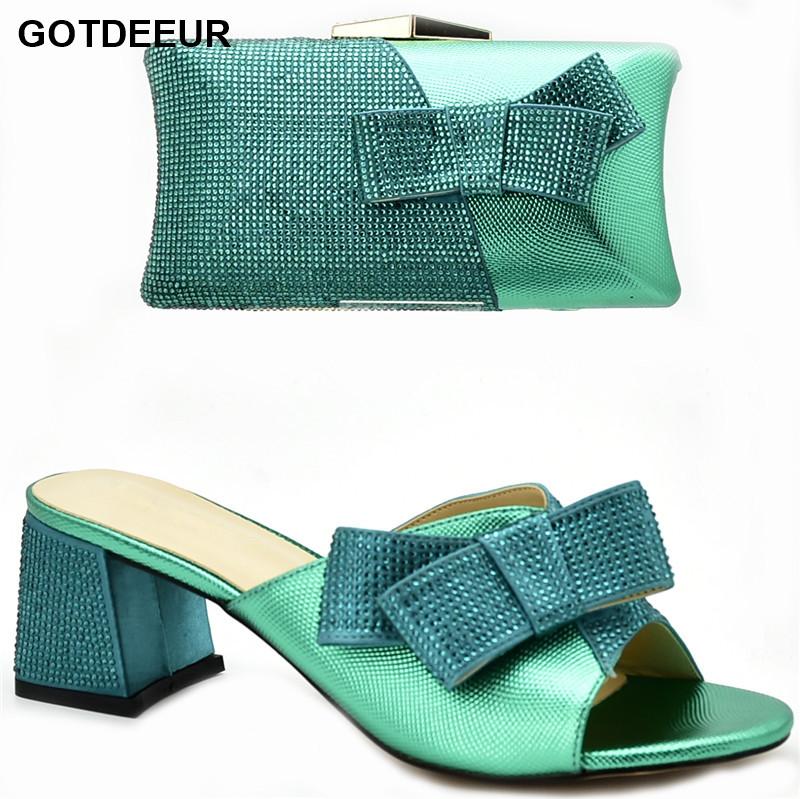 

Dress Shoes Latest Italian Designer And Bags Matching Set Decorate With Rhinestone Women High Heel Luxury Designers, Green only shoes