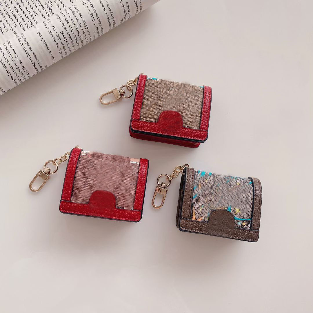 

Luxury Square Classic Earphone Cases For Airpods 2 1 3 Pro Headset Leather Case Protective Headphone Bag Coin Purse