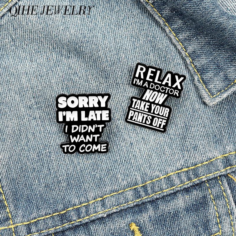 

Pins, Brooches Funny Letter Enamel Pins Humorous Quote Inspired Badges Introverts Lapel Pin Socially Anxious Jewelry