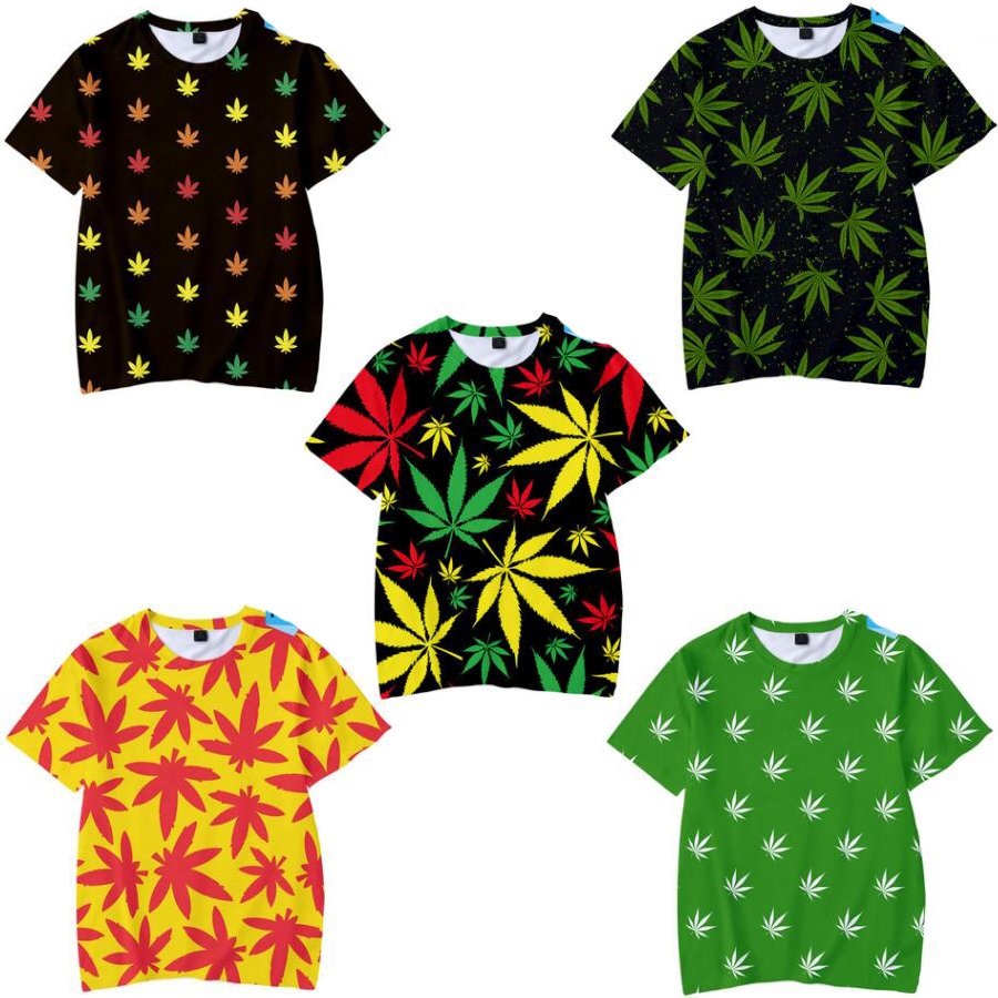 

Green Weed Leaves 3D Print T Shirt Women Men Summer Fashion Short Sleeve Funny Tshirt Graphic Tees Harajuku Tops Streetwear, 001