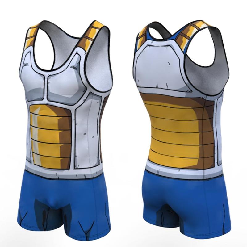 

Men' Tracksuits 2021 Vegeta Goku Cosplay One Piece Sleeveless Jumpsuit Playsuit Casual Men Top Tank Shirt Plus Size Gift, Beige