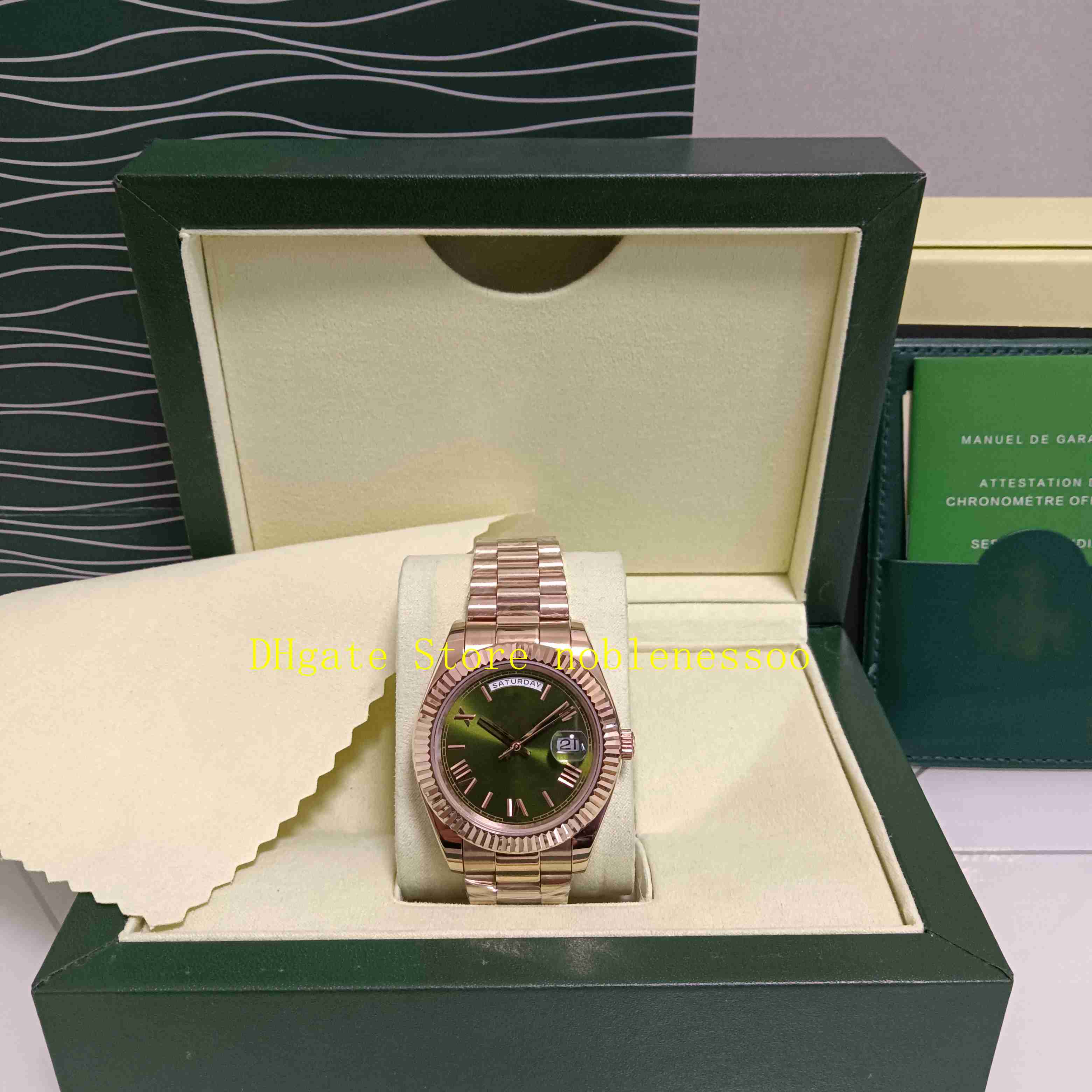 

9 Style Real Photo In Original Box Mens Watch Men's 40mm 228235 Green Dial Rose Gold Champagne 228239 228238 Automatic Mechanical Men Watches Wristwatches, 07
