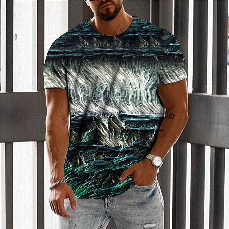 Men's Unisex T shirt 3D Print Graphic Prints Fluorescent Linear Crew Neck Street Daily Print Short Sleeve Tops Casual Designer Big and Tall Spo