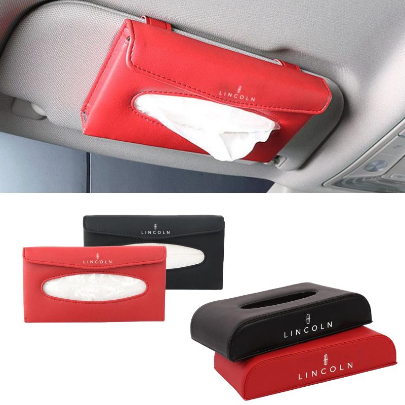 

Car Organizer Interior Leather Styling Tissue Box Hanging Accessories For 2 Navigator Logs MKX MKC MKZ MKS MKT Town Continental