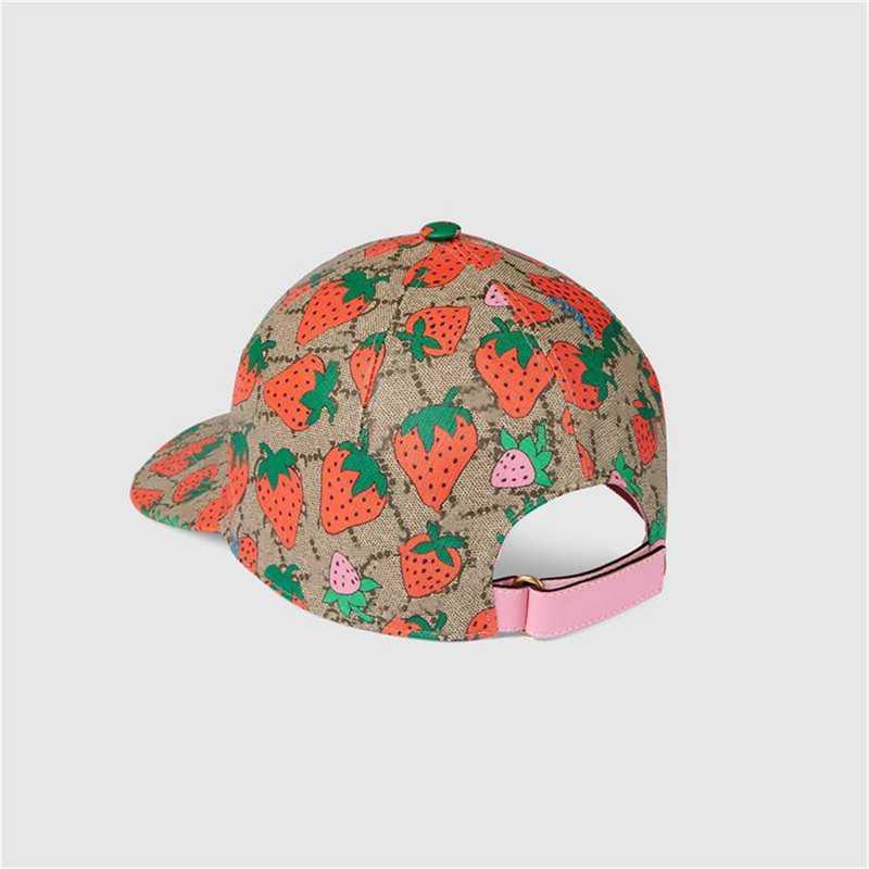 

High qualiClassic Letter strawberry Bucket hat Adults children Cotton Adjustable Skull Sport Golf Curved print baseball cap, Black;white