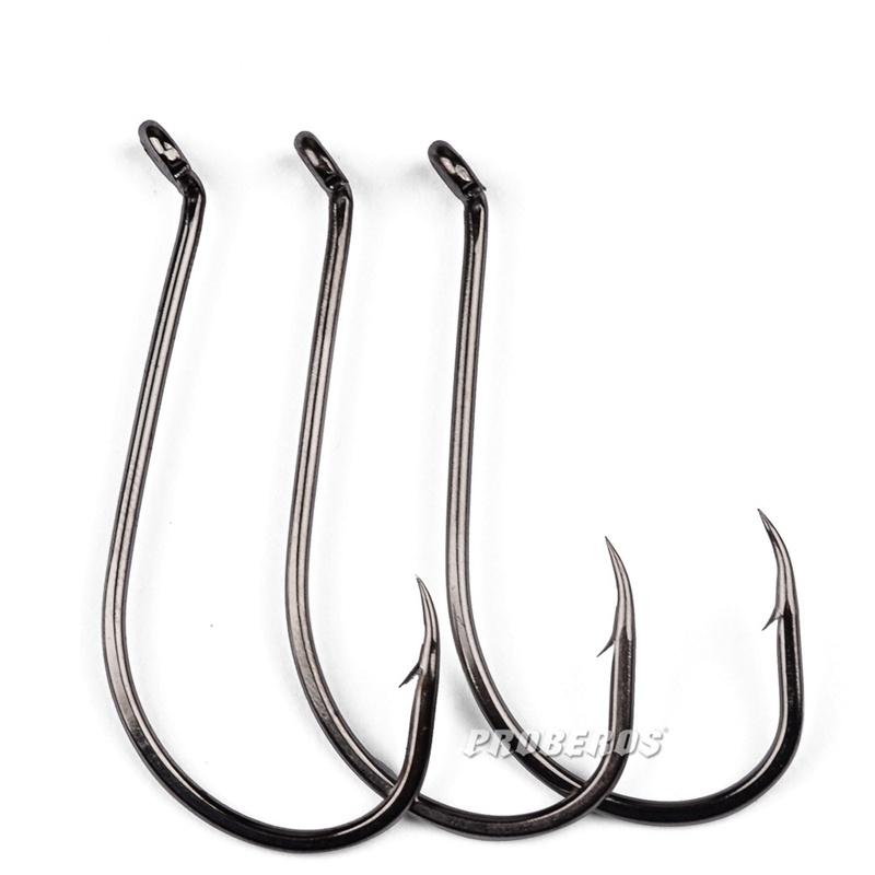 

Fishing Hooks 1 #2 #3 #5 #6 #7 #8 Steel High Barbed Carbon Handle Sharp Soft Bait