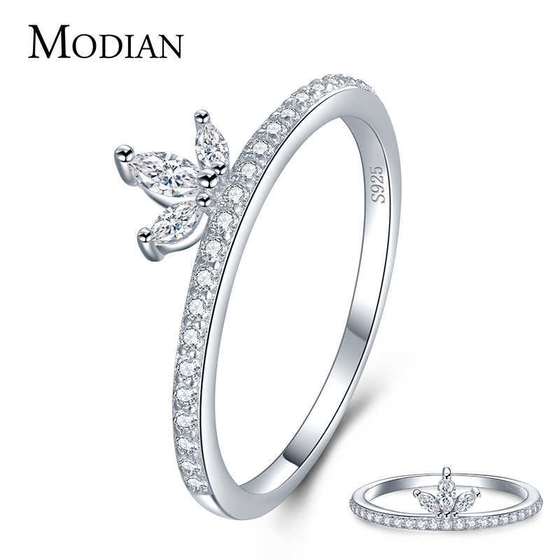 

925 Sterling Silver Fashion Crown Full AAAA Zircon Finger Ring For Women Wedding Engagement Fine Jewelry 210707