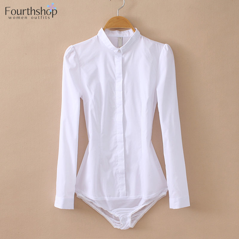 

Elegant Bodysuit Women Long Sleeve White Blouses Female Office Work Body Shirt Fashion Jumpsuit Korean Design Rompers 2021 Fall