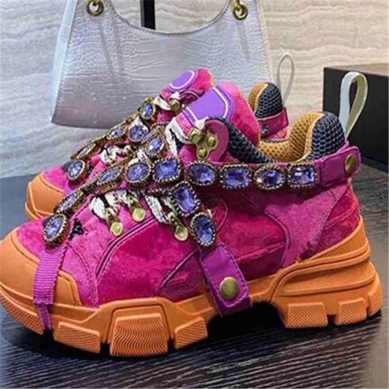 

Crystal Sneakers Mixed Color Woman Shoes Velet Ladies Fashion Sports Casual Zapatos Mujer Elegant Sandals, As show