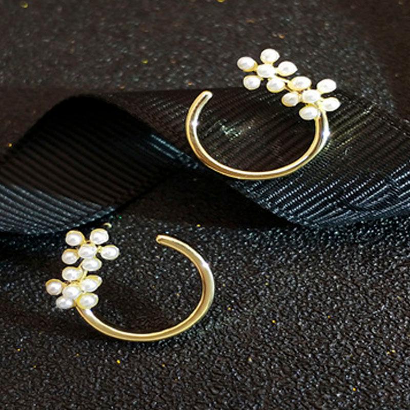 

Hoop & Huggie Milangirl Simple Simulated White Pearls Beads Minimalist Round Earrings Gold Color Open Circle For Women Girl