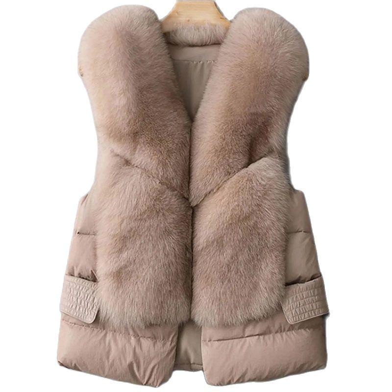 

Women' Down & Parkas 2021 Winter Short Jackets Vest Imitation Fur Waistcoat Slim Cardigan Jacket Female Sleeveless Coat Tops, Black