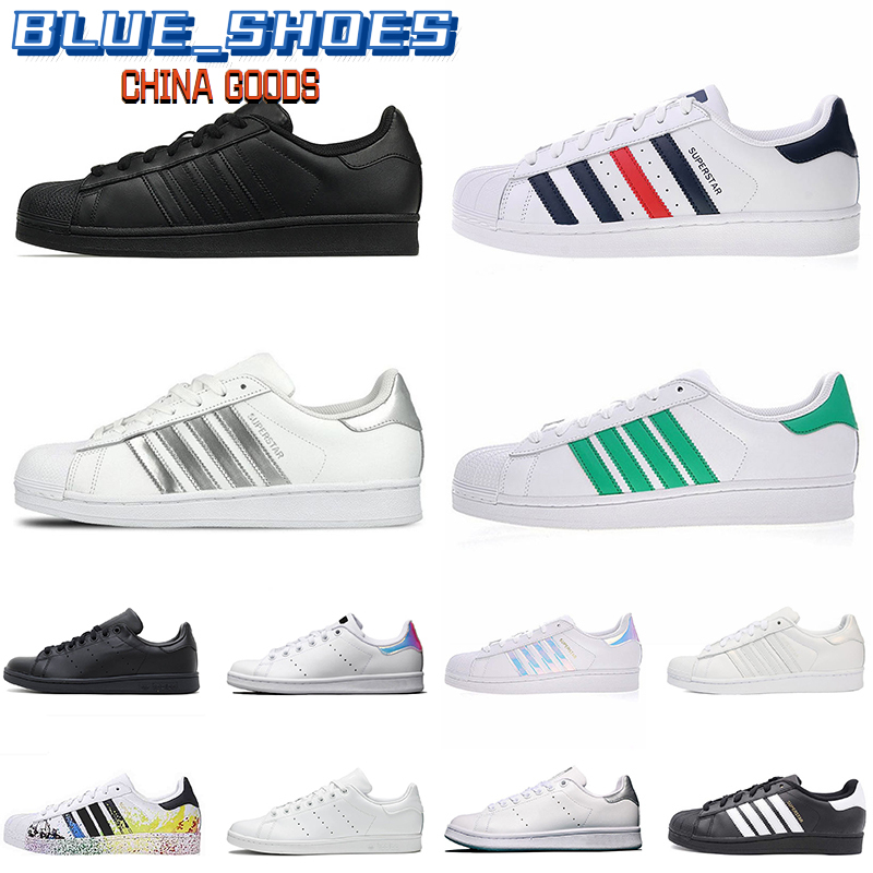 

2021 Vintage Casual Women Mens Superstar Shoes Stan Smith Platform Super Star Sneakers Triple Black White Pink Size 36-45 Outdoor Skateboard, #7 36-39