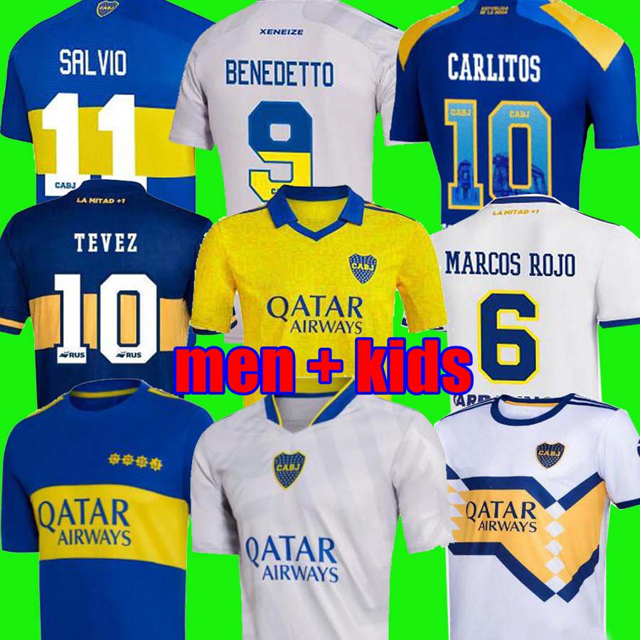 

2022 2023 Boca Juniors soccer Jerseys VILLA SALVIO MEDINA Away third Men Benedetto Salvio Pavón camisa de futebol 21 22 23 football shirt TEVEZ CARLITOS MARCOS ROJO, Home kids
