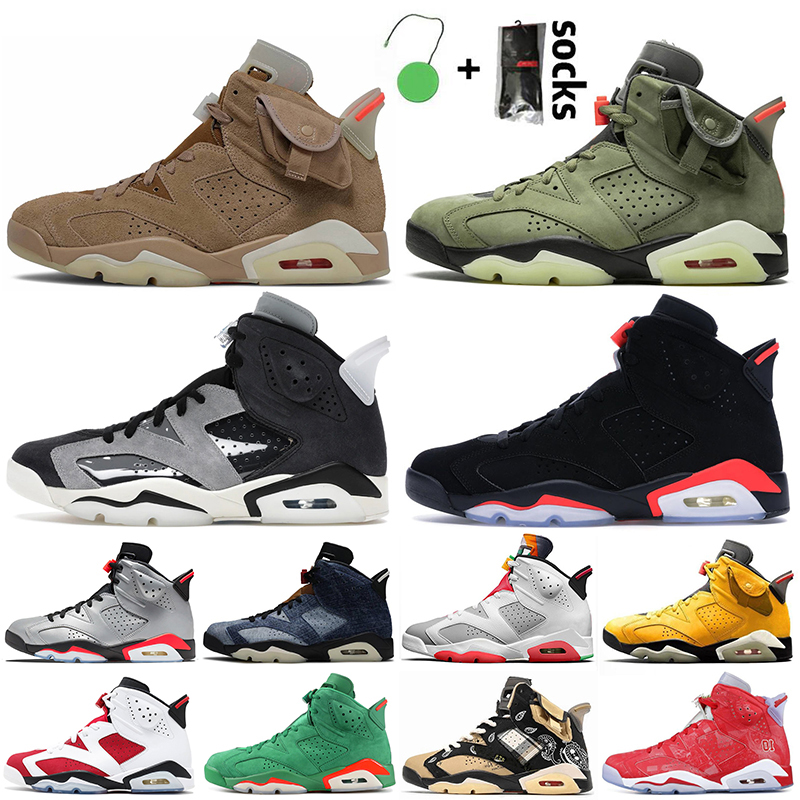 

2021 Top Quality Jumpman 6 6s Mens Basketball Shoes Travis Scott British Khaki Tech Chrome Black Infrared Retro Hare DMP Sports Trainers Sneakers, White;red