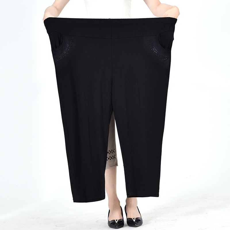 

Women's Pants & Capris Plus Size 8XL Elegant High Waist Casual Straight Pocket Loose For 140 Kg Women Pantalones Mujer 7QV1, Black