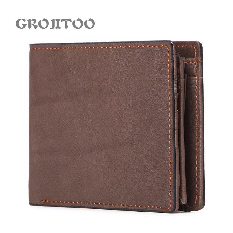 

Casual Men's Wallet Genuine Leather Two-fold Short Horizontal Card Bag Driver's License Wallets, Brown