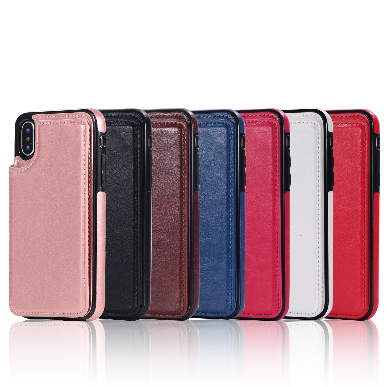 

Slim Fit Cell Phone Cases Luxury Premium Leather Shockproof Back Cover Wallet Credit Card Slot Holder PU Flip Shell For iPhone 11 12 Pro Max