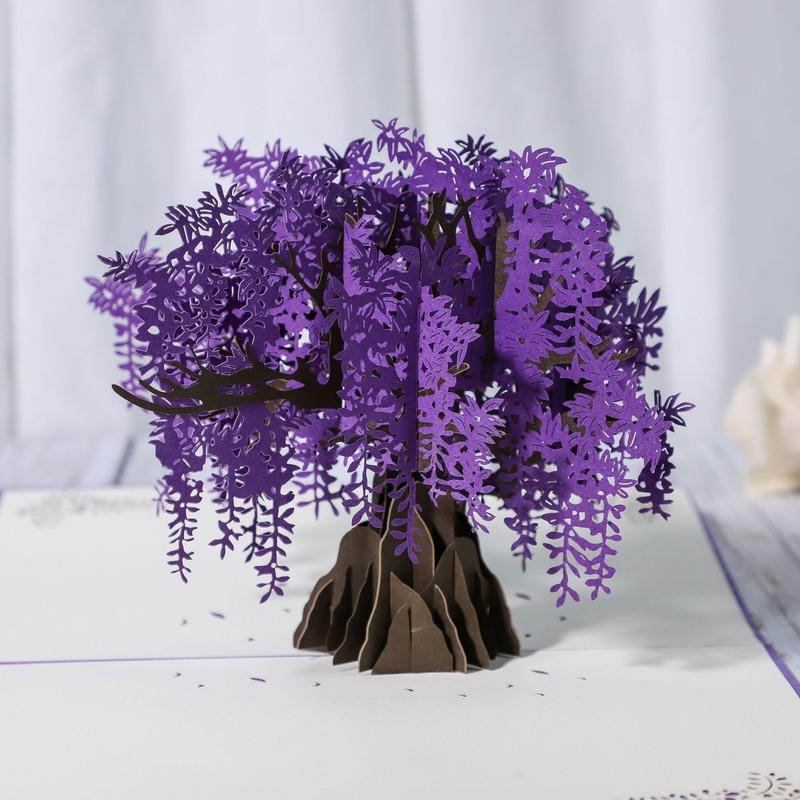 

Greeting Cards Valentine's Day Wisteria Flower Creative 3D Stereo Card Cut Post For Birthday Wedding Decoration