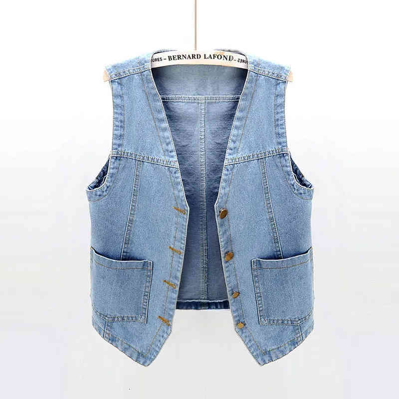 

women's vests collect women's casual summer jeans, cut jacket loose korean-style sleeves, with base pockets, for fashion students, Black;white