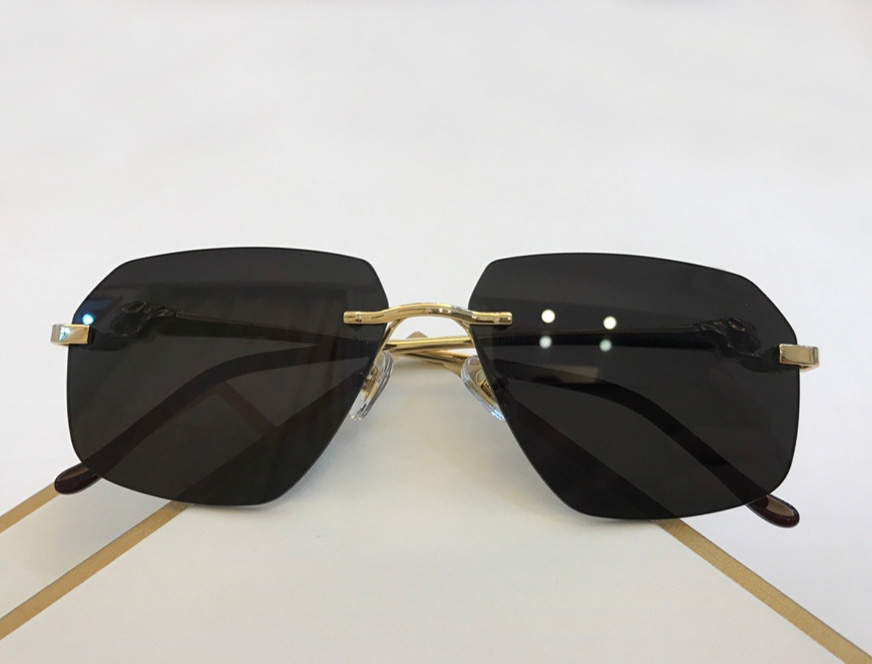 

Rimless Pilot Sunglasse Gold Black Lens Men Fashion Sunglasses With Box Case