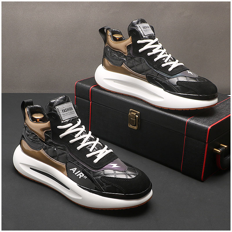 

Spring White Men Business wedding Casual Shoes Fashion Designer Round Toe Lace Up Breathable Sneakers European Street Cool Walking Loafers Y16, Black