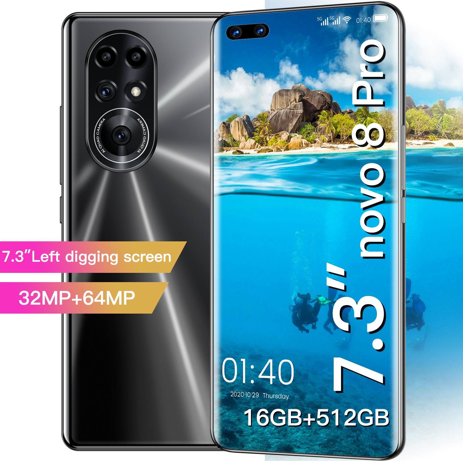 

2022 Newest Hot Selling Mobilephone 16+512GB Andriod 11.0 Phone MTK6889 10 Core 6800mAh Big Battery 24+48MP Smartphones 4G 5G LTE, Blue