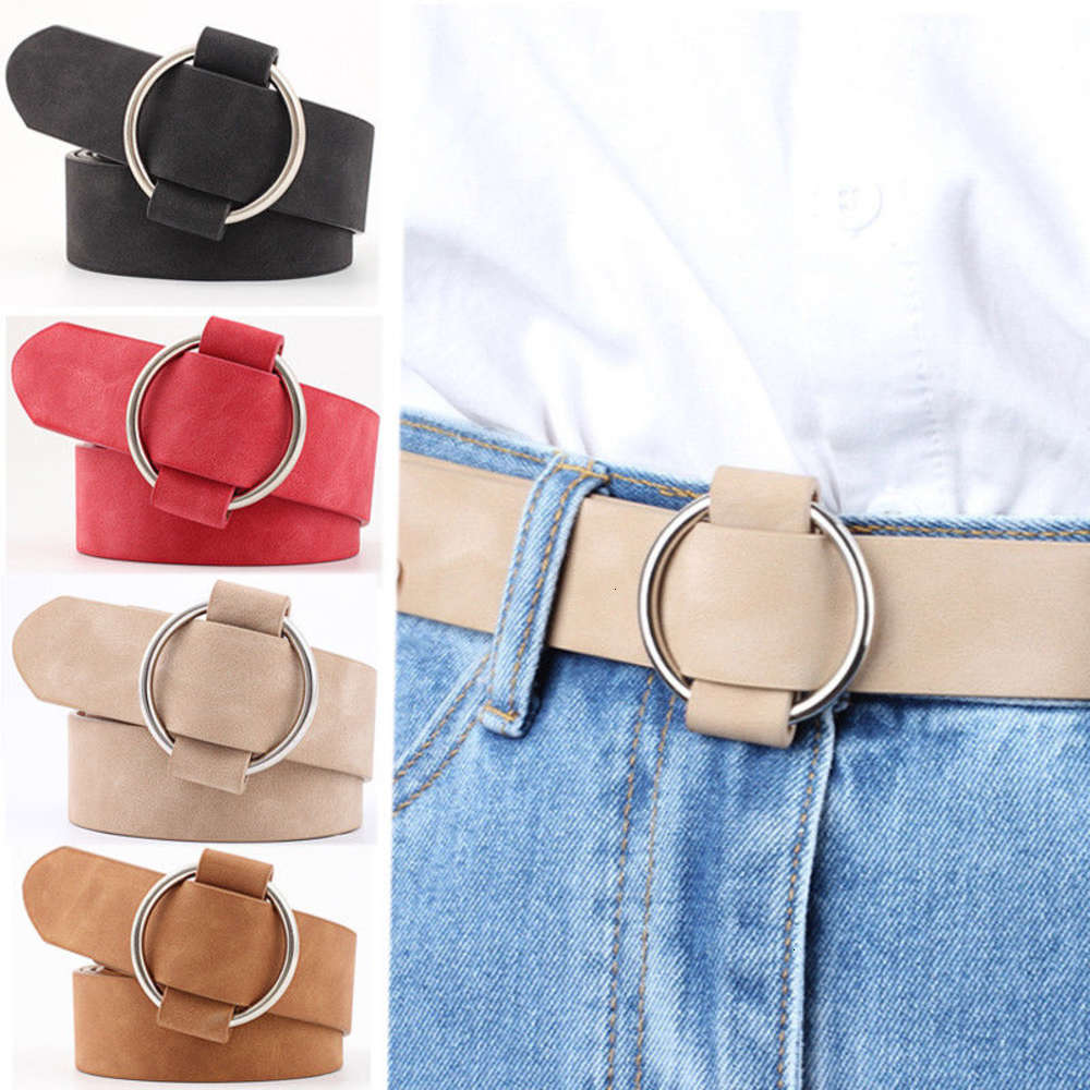 

2021 the designer fashion belts Round buckle design punk style PU Suede leather Woman black pink wide waist Belts jeans clothing decorations for women, Black;brown