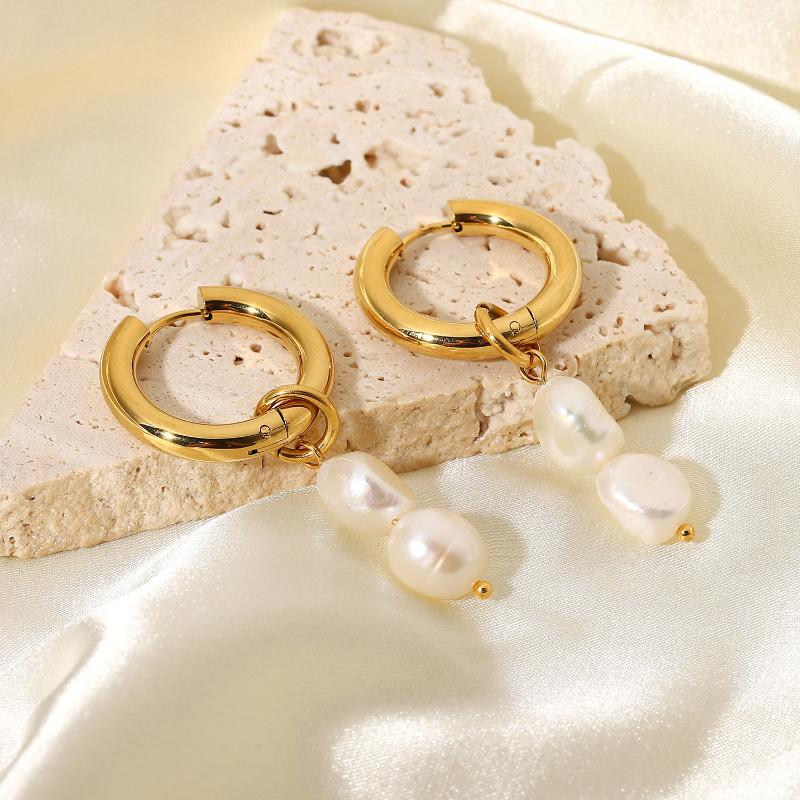 

Hoop & Huggie Earrings 18K Gold-plated Pearl Stainless Steel Piercing Aretes Pendientes Ear Ring Oorbellen Jewelry 2021 Trend Brincos Bijoux