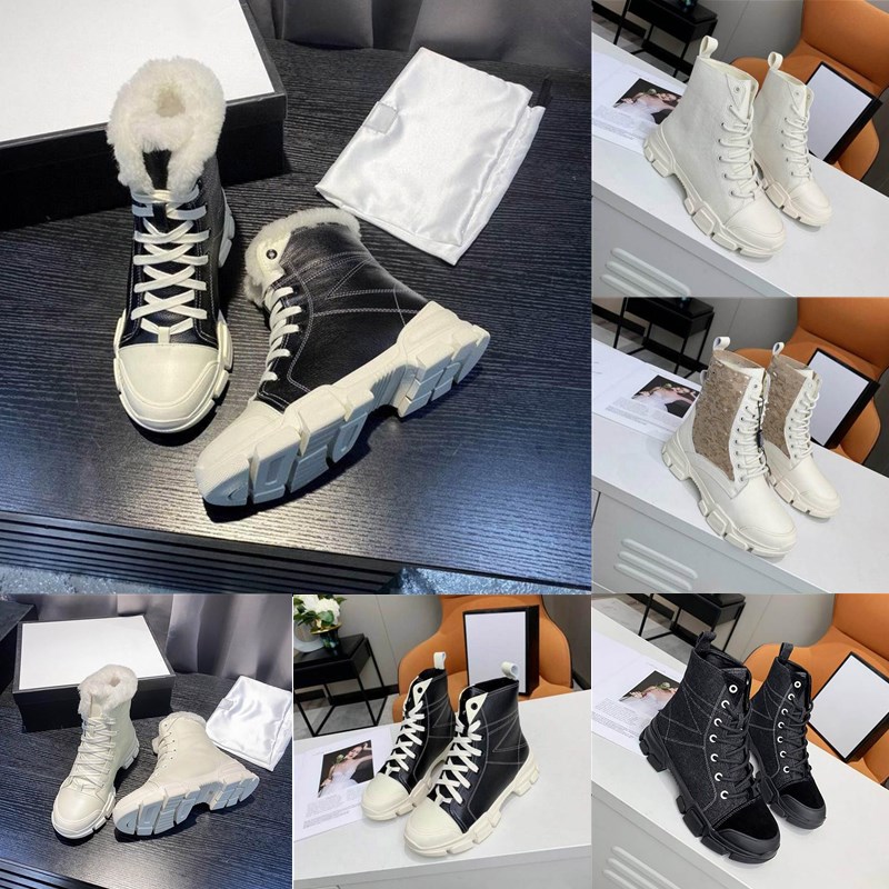 

Designer Women Boots Genuine Leather Fur Ankle Boot Wool Shoelaces White Black Suede Snow Bootes Winter Outdoor Medal Coarse Non-Slip Bottom Casual Shoes Box, 10