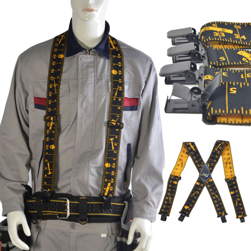 

Man Suspender Belt Adults X Type 4 Clips High Elasticity Weight-Bearing Tooling Strap Suspenders Adjustable Pants Braces Straps