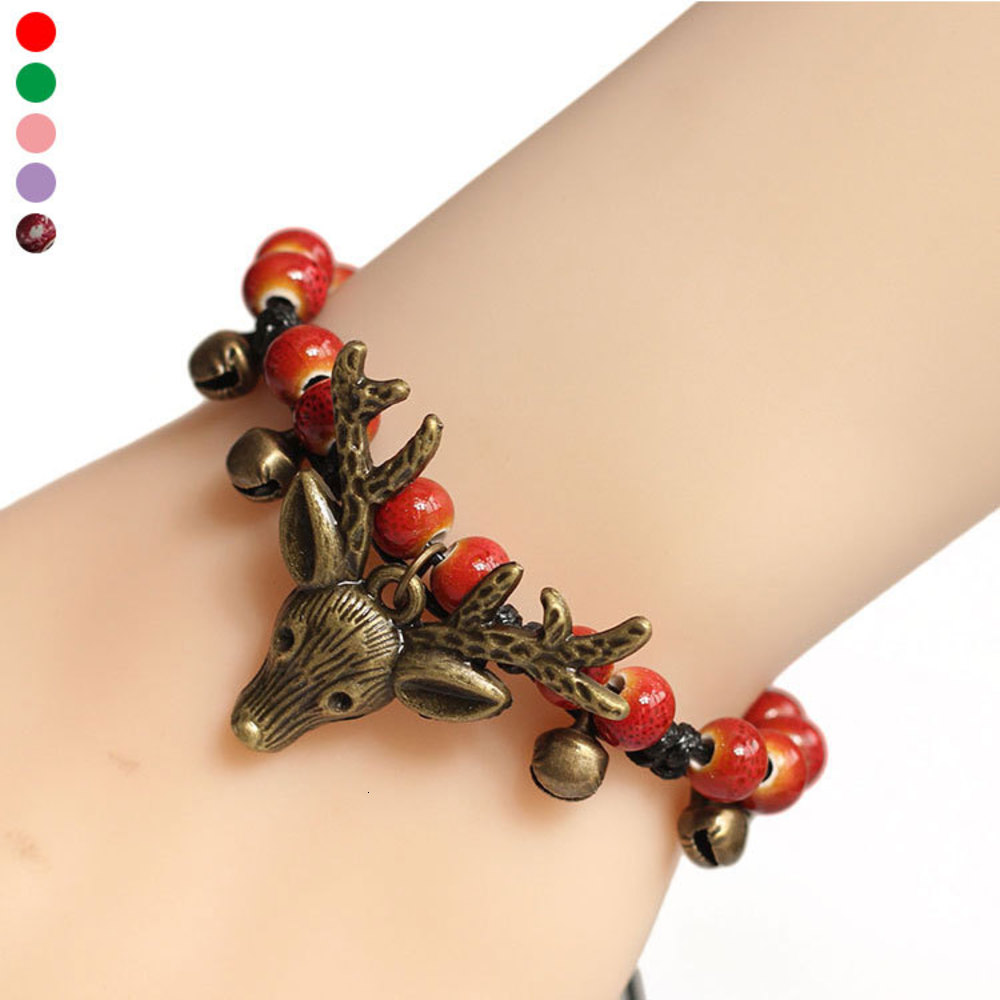 

Sweet Mori deer head Bracelet women's bracelet national fashion ceramic headwear SL004, Golden;silver