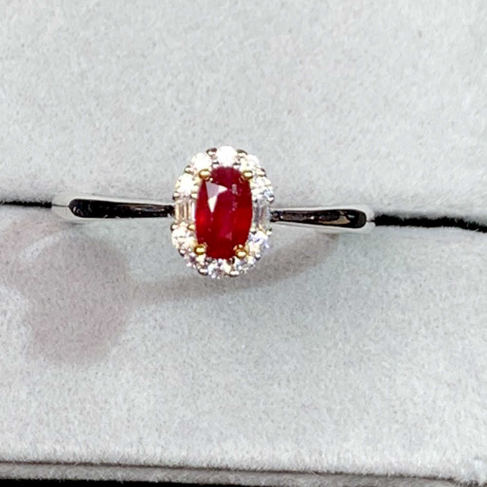 

Natural Blood Red Ruby Ring Women 925 Sterling Silver 3*5mm Jewelry