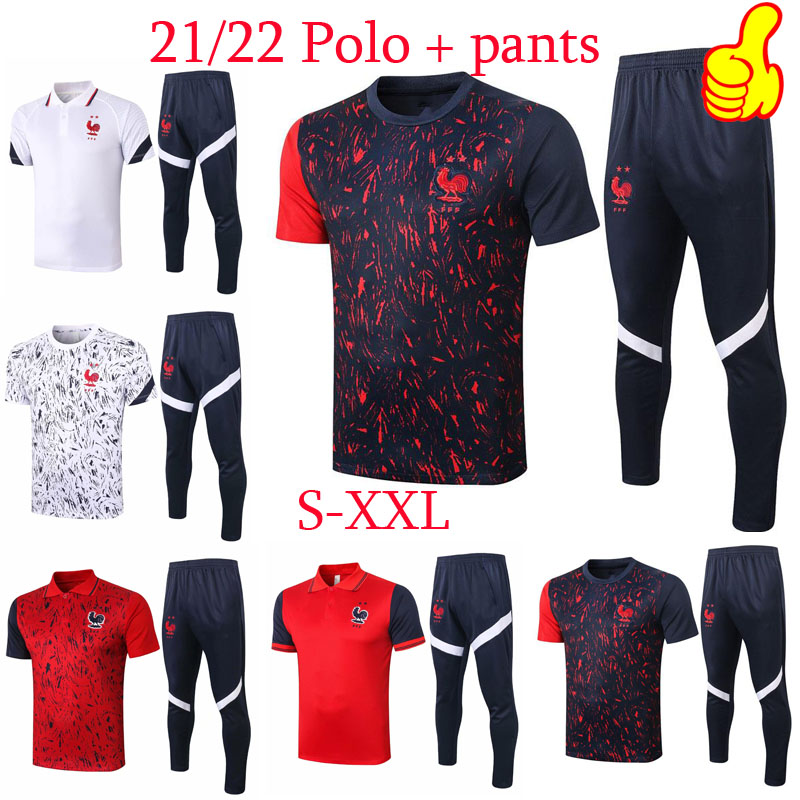 

Top 20 21 Frances Short sleeve polo + pants soccer Tracksuit POGBA Track suits 2010 2021 GRIEZMANN chandal MBAPPE man training suits, Black;blue