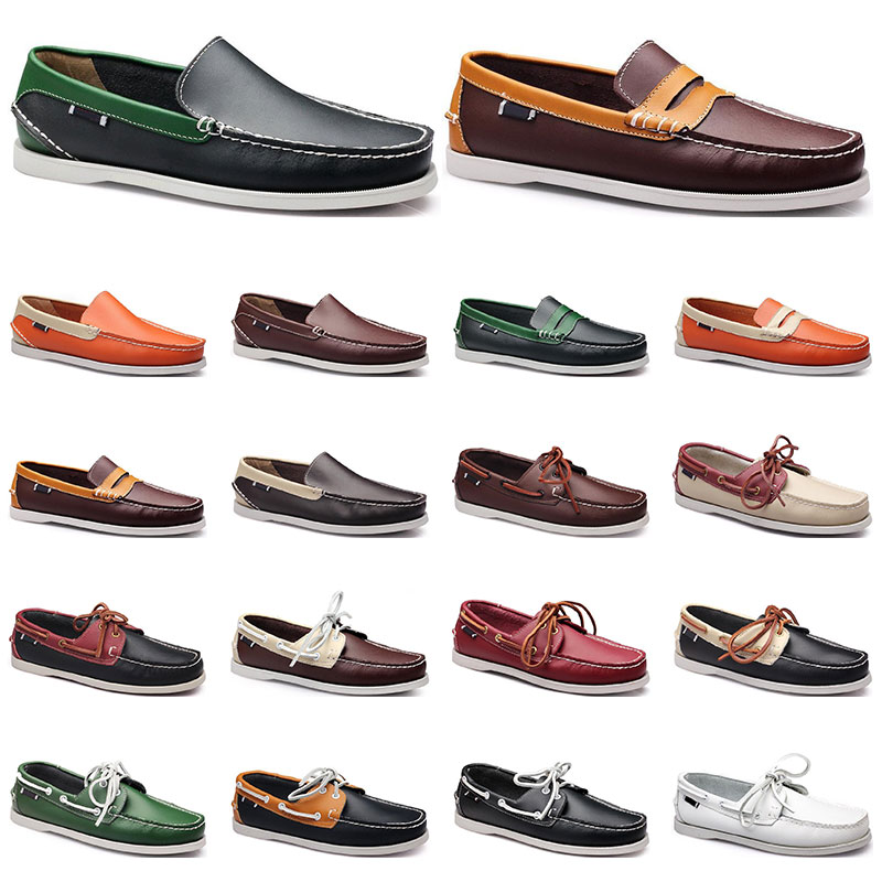 

106 Womens sneakers Sailing shoe mens casual leather shoes black white red green orange brown outdoor trainers size 38-45, 14