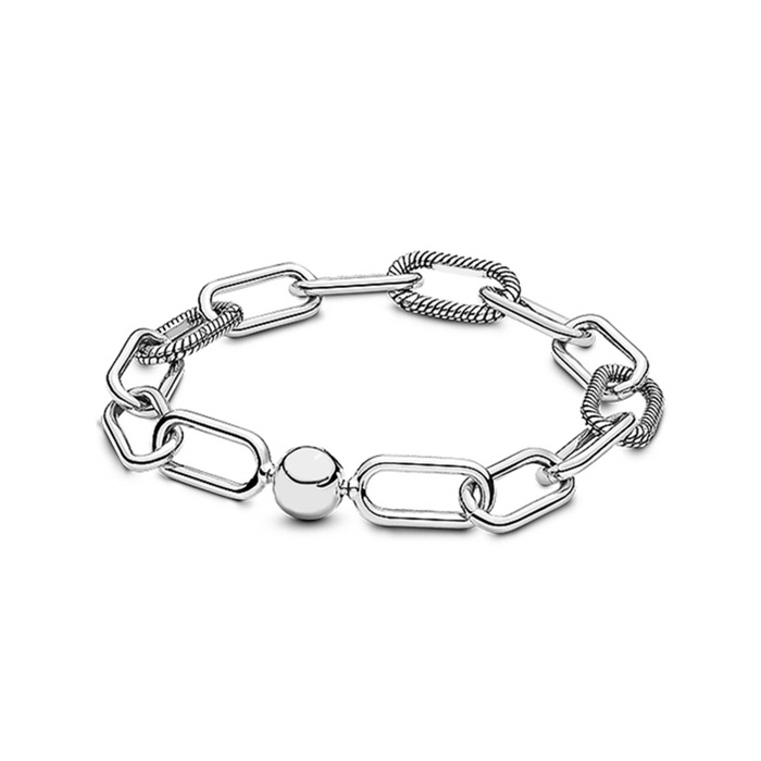 

NEW 2021 100% 925 Sterling Silver Chain Bracelet Fit DIY Original Fshion Jewelry Gift 666777