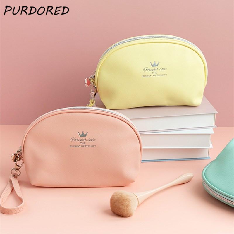 

Cosmetic Bags & Cases PURDORED 1 Pc Cute Women Makeup Bag Pu Leather Lady Zipper Travel Large Waterproof Storage Organizer