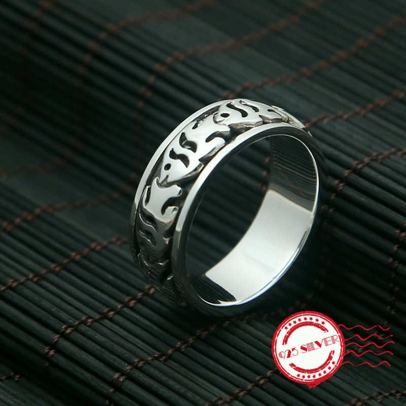 

Cluster Rings S925 Sterling Silver Men's Ring Personality Fashion Classic Jewelry Exquisite Fish Rotating Shape 2021 Gift Lover's