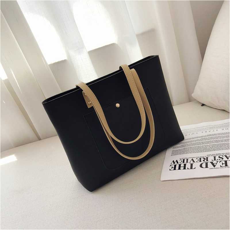 

Duffel Bags Shoulder Bag 2021 Spring And Summer Korean Version Of The Wild Female Large Capacity Tote Student Simple Portable Fe, Black