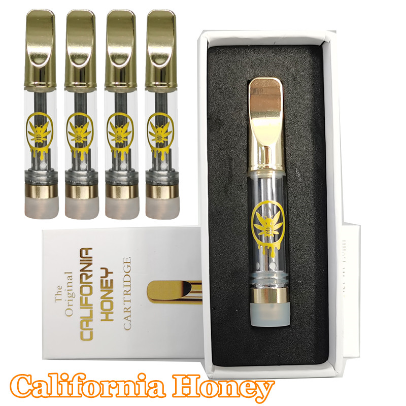 

California Honey Atomizer Thick Oil Vape Pen Cartridges Copper Mouthpieces 1ml 0.8ml Carts 510 Thread Atomizers Empty Glass Tank Custom Packaging OEM