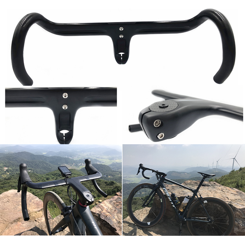 

six generation carbon fiber Exotropism handlebar 28.6mm/31.8mm integrated bicycle strip road bike handle matte black