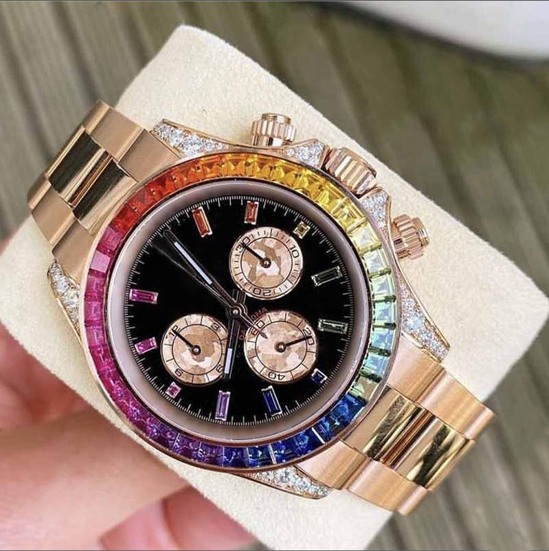 

Luxury men's watch colorful diamond bezel gold 316L stainless steel bracelet tona series 40mm watchs fashion sapphire glass automatic mechanical mens gift watches, Box2