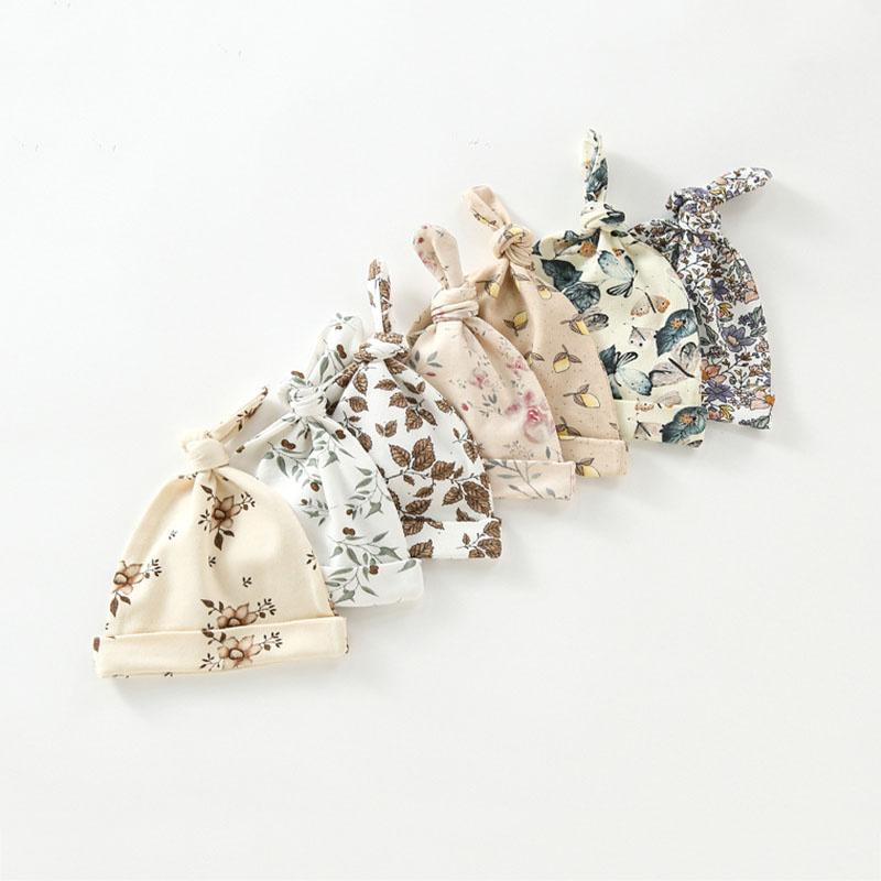 

Caps & Hats Baby Hat Infant For 0-2Y Cotton Scarf Floral Print Spring Autumn Born Girls Po Props, Yellow