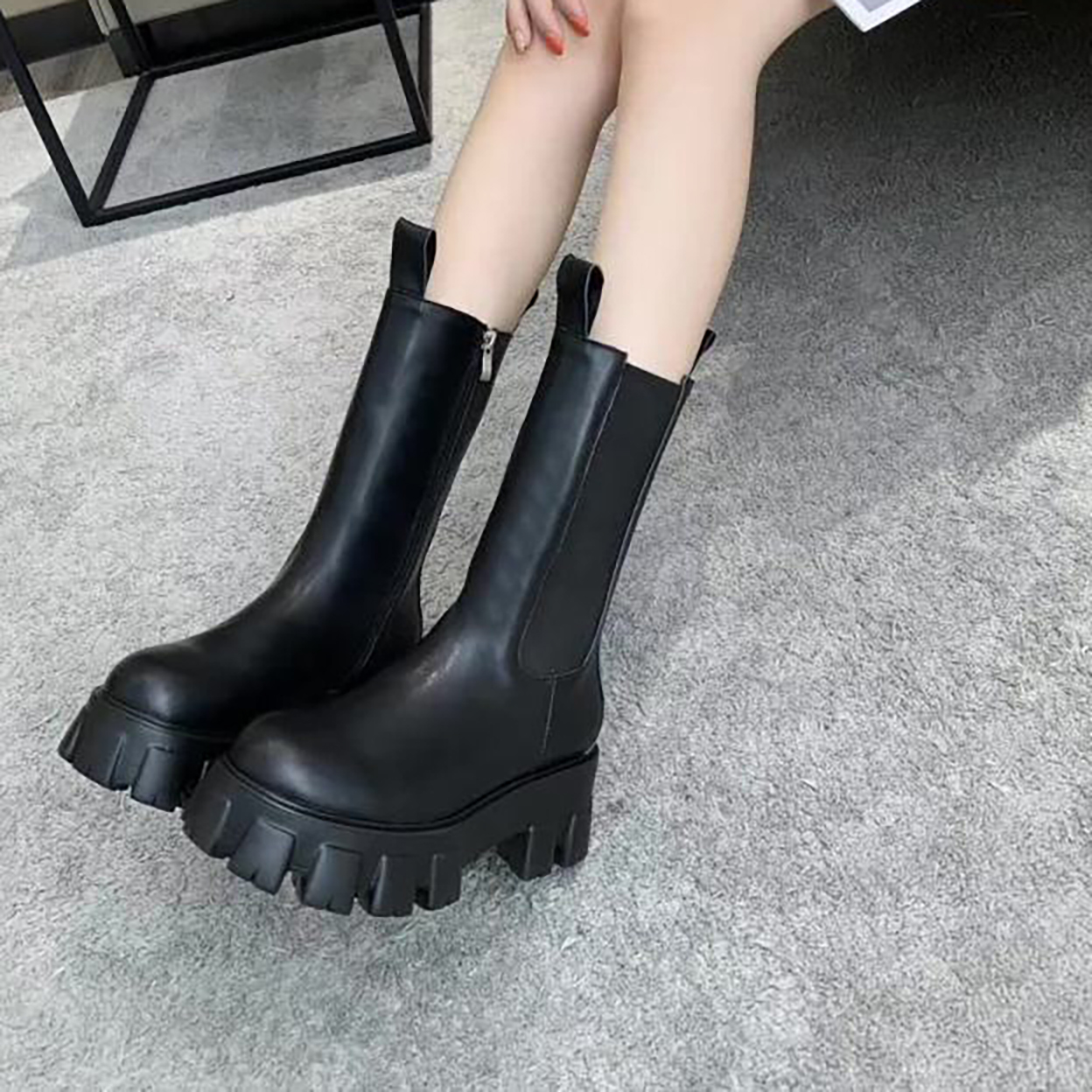 

2021 Autumn and winter new Fashion leisure zipper kitten Boots Designer women boot fashion boots chunky heel lady boot Thick-soled shoes