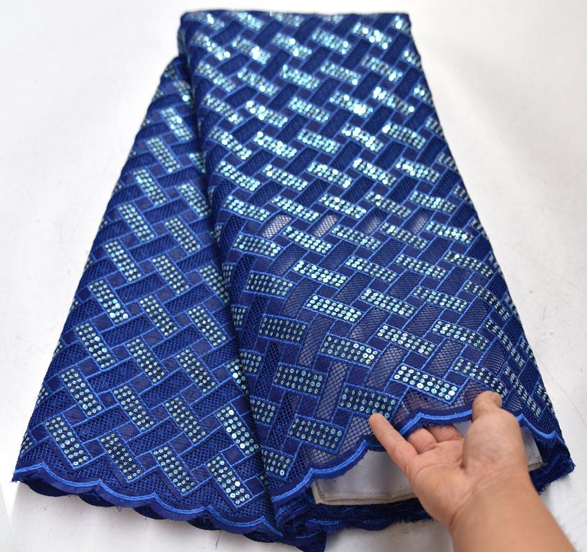 

Ribbon Sky Blue Sequence Lace Fabrics High Quality Embroidery African French Tulle Net Fabric With Sequins Organza PSA29-1